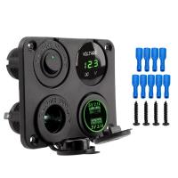 ราคา แผงสวิตช์4อิน1 12โวลต์อเนกประสงค์4ช่องช่องช่องเสียบที่เบากว่าช่องเสียบที่จุดบุหรี่แบบ Arette เครื่องชาร์จ USB คู่สวิตช์เปิด ปิดแผงรวมโวลต์มิเตอร์รถยนต์อะแดปเตอร์ไฟรถจักรยานยนต์ (18561348561)