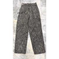 ราคา กางเกงขายาวเอวสูงทรงกระบอกซิปหน้าผ้าทวิสชาแนลS XL (19467693634)