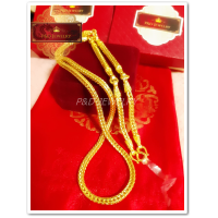 ราคา ใหม่ สร้อยคอ 3 ห่วงคล้องพระ ลายสี่เสา ชุบทองแท้ 24K เคลือบแก้ว น้ำหนัก 3 บาท (409421520)