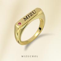 ราคา Mizuchol แหวนเงินแท้ชุบทองคำแท้ 18K ประดับพลอยทับทิม Golden Vintage Ring Ruby (13637034263)