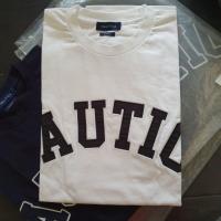 ราคา เสื้อยืดคอกลม เสื้อยืดใหม่ เสื้อผ้าผชเสื้อยืด Nautica Japan TOO HEAVY Arch Logo TeeS 5XL S 5XL (18454013159)