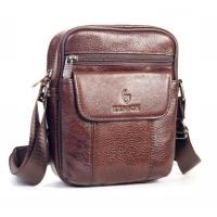 ราคา Chinatown Leather กระเป๋าสะพายข้าง ผู้ชาย หนังแท้ ใบกระทัดรัด สีน้ำตาล ใส่กระเป่าเงิน มือถือใหญ่ได้ทุกรุ่น (10572436328)