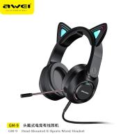 ราคา Awei GM 9 หูฟังแบบมีสายหูแมวสำหรับผู้หญิงมีสาย USB และหูฟังพร้อมไมค์ RGB Headphone Gaming (21054450495)