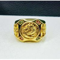 ราคา แหวนสีทองผู้ชายหัวมังกรฝังเพชร งานปราณีตสวยมาก งานเคลือบพิเศษเกรด A ไซส์ 10 US 63 N1409 (4282364331)