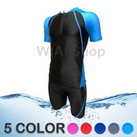 ราคา ชุดว่ายน้ำ ชุดว่ายน้ำแขนสั้น ขาสั้น ชุดว่ายน้ำหญิง ชาย ทอม สีดำ ซิปหน้า แยกชิ้น เสื้อ กางเกง สินค้าพร้อมส่งด่วน ขนาด S M L XL M012 (18198113198)