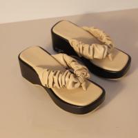 ราคา 25twentyfives Jacky รองเท้าหูหนีบส้นเตารีดหูย่นสไตล์เกาหลี สูง2 5นิ้ว (19308118042)