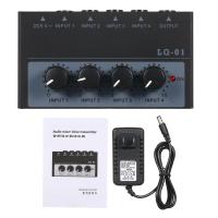 ราคา New Arrival Ultra Low Noise 4 Channel Mixer 4 Input 1 Output DC 5V Mini Audio Mixer Microphone Guitar Bass Keyboard Mixers for Club Bar Stage Studio (20917116973)