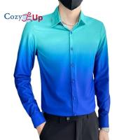 ราคา Cozy Up เสื้อเชิ้ตแขนยาวผู้ชายสไตล์อังกฤษไล่ระดับสีโพลีเอสเตอร์กระดุมแถวเดียว (15959086838)