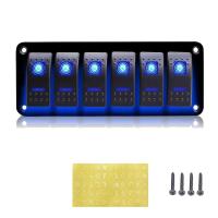 ราคา สวิตช์โยกไฟ LED กันน้ำสำหรับแผงรถเรือรถบรรทุกรถ RV 12V 6 Gang (17410597000)
