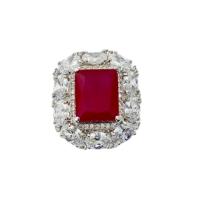 ราคา หินกึ่งมีค่าสีแดงและแหวนเซอร์โคเนียสวารอฟสกี้ ปรับขนาดได้ Red stone semi precious stone and swarovski zirconia ring Adjustable size High finish Rhodium plated (4665410387)