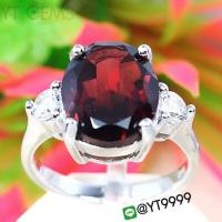 ราคา แหวนโกเมน แหวนเงินแท้ ชุบทองคำขาว พลอยโกเมนแท้ YTG 8586 (17517841535)