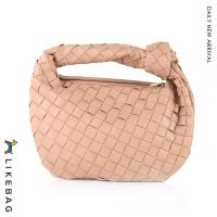 ราคา LIKEBAG ตะกร้าสานมีซิปกระเป๋าสานแท้แฟชั่นหนัง PU กระเป๋าถือทอมือสำหรับผู้หญิง (16126598623)