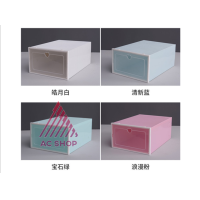 ราคา กล่องรองเท้า แบบใสฝาเปิดปิดได้ พับเก็บได้ ต่อได้หลายชั้น สีพาสเทล 4 สี AC99 (17187683991)