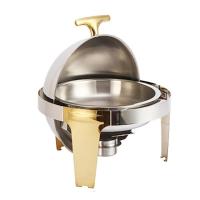 ราคา 6L ความจุขนาดใหญ่สแตนเลสในครัวเรือนเชิงพาณิชย์ที่ถอดออกได้รอบ Chafing จานแข็งบุฟเฟ่ต์อาหารอุ่นร้านอาหารกันน้ำถือเตากับเตาแอลกอฮอล์ (15590479102)