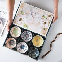 ราคา JH SHOP ชุดถ้วยเซรามิค ลายดอกไม้ จานลายเซรามิคกระเบื้อง 1เซ็ต 12ชิ้น Z38 (20685719605)