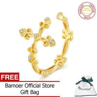 ราคา BAMOER แหวนนิ้วแบบปรับได้ลายย้อนยุคสำหรับผู้หญิงเงินแท้925แหวนดอกไม้วินเทจเงิน BSR041 (18927585226)