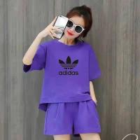 ราคา ADIDAS ชุดวอร์มลำลองสำหรับผู้หญิงเสื้อยืดและกางเกงขาสั้นสำหรับฤดูร้อน2ชิ้นสำหรับสวมใส่ในชีวิตประจำวันและเล่นกีฬา5สี (12921947419)