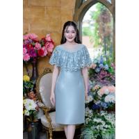 ราคา 4 สี น้ำตาลทอง ชมพู ฟ้า แดง เดรผ้าไหมแต่งลูกไม้ระบาย ลายหัวใจปักเลื่อม สวยหรูหรา เดรสออกงาน สั้น S 3XL (21351787829)