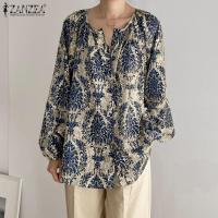 ราคา เสื้อยืดฮาวายพิมพ์ลายดอกไม้ ZANZEA ผู้หญิงวินเทจแขนยาวฮิปปี้แบบลำลอง (17330888817)