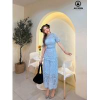 ราคา เช็คสินค้าในแชทก่อนสั่ง S 4XL GANNIESHOP P5 Maxi dress เดรส เดรสยาว เดรสผ้าลูกไม้ เดรสฉลุ เดรสสาวอวบ เดรสสีฟ้า เดรสพริ้วๆ เดรสชายระบาย เดรสใส่ไปทะ (18142939532)