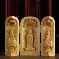 ราคา Leqing huangyang แกะสลักไม้งานฝีมือบ้านเจ้าแม่กวนอิมพระพุทธรูปตกแต่งไม้เนื้อแข็งแกะสลักมือชิ้นสามเปิดกล่องเครื่องประดับ (14105515566)