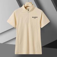 ราคา Original Balmainเควสเสื้อโปโลซิปแขนสั้นสำหรับผู้ชายน้ำแข็งแห้งเร็วเสื้อยืดผ้าไหมฤดูร้อนระดับไฮเอนด์ (18075825245)