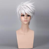 ราคา วิกผมตรงอนิเมะสำหรับผู้ชายวิกผมนารูโตะลายธงดำคาคาชิสีเงินสีขาวและป้องกันการกระแทกวิกผมคอสเพลย์สั้น Timezone (8075991773)