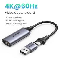 ราคา UGREEN HDMI to USB Type C Video Capture Card 4K HDMI Cable Adapter Grabber Box for PC Computer DSLR Camera Live Streaming Record Adapters (19931902156)