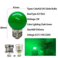 ราคา โคมไฟไฟ Led หลากสี G45 2Wหลายสี B22 E27โคมไฟสีแดงฟ้าเขียวเหลืองชมพูโคมไฟ AC 220V SMD 2835ไฟฉายการตกแต่งบ้านหลอดไฟกลม (20458229288)
