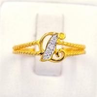 ราคา Happy Jewelry แหวนตัวอักษรตัว D ตัวเขียน ก้านไข่ปลา ทองแท้ 9k 37 5 เพชรเกสร AL100 (20679246195)