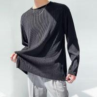 ราคา Issey Miyake เสื้อยืด2023เปิดไหล่สไตล์ญี่ปุ่นคอกลมจีบเสื้อยืดผู้ชายเสื้อเสื้อตัวหลวมแขนยาวคอปกเล็ก (20651075837)
