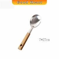 ราคา ตะหลิวด้ามไม้ อุปกรณ์ทำอาหาร จับถนัดมือ Stainless steel kitchenware (14563388205)
