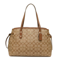 ราคา กระเป๋าถือ COACH แท้ รุ่นใหม่ ใบใหญ่ ช่องเยอะ สายหนังแท้ สีสวย COACH 57842 DRAWSTRING CARRYALL IN SIGNATURE COATED CANVAS Saddle (21362265328)