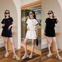 ราคา เซตวอร์ม 2 ชิ้น เสื้อแขนสั้น กางเกงขา สั้น แต่งแถบ VSHOP (19586418547)