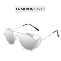 ราคา Retro Steampunk Style Sunglasses Men Women Brand Designer Round Metal Frame Punk Metal Shields Lens Sun Glasses Gafas de Sol (17038302233)
