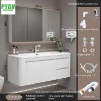 ราคา ตู้เก็บของในห้องน้ำสีขาวที่มีกระจกในชุดพร้อมอ่างล้างหน้าและตู้เก็บของในห้องน้ำ (20413618266)