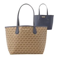 ราคา กระเป๋า Tote Coach แท้ ใช้ได้ 2 ด้าน มาพร้อมกระเป๋าคลัช คุ้มมาก Michael Kors 35H7GY2T3T Candy Large Reversible Signature Coated Canvas Tote Navy (21353358528)