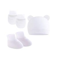 ราคา ﺴ King หมวกเด็กแรกเกิด ถุงมือ ถุงเท้า ผ้าฝ้าย 3ชิ้น สีพื้น 0 12เดือน (19888015581)