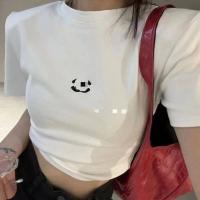 ราคา เสื้อยืดเข้ารูปปักลายตัวอักษรสำหรับผู้หญิงคอกลมเข้ารูปสั้นอเนกประสงค์เสื้อแขนสั้นรัดรูปเข้ารูป (19841942917)