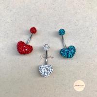 ราคา จิวสะดือ คริสตัลรูปหัวใจ สี เงิน แดง เขียวมรกต 1ชิ้น รุ่น SDH00 จิวสะดือ จิวหู จิวแฟชั่น จิวผู้หญิง เจาะสะดือ (15405908095)