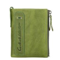 ราคา กระเป๋าสตางค์หนังแท้สำหรับผู้ชายวินเทจกระเป๋าสองพับกระเป๋าใส่เหรียญซิปคู่ (11629309983)