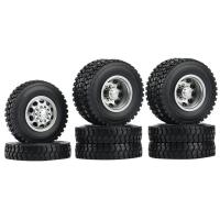 ราคา 6PCS Metal Front and Rear Wheel Hub Rubber Tire Wheel Tyre Complete Set for 1 14 Tamiya RC Trailer Tractor Truck Car Replacement Spare Parts Accessories (19756573012)