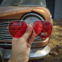 ราคา แว่นกันแดด กรอบแว่นตา แว่นตาวินเทจ ชินตา แว่นเก่าเก็บยุค 90s รุ่น Pink 90s ทรงตี๋ใหญ่ กรอบสีเงิน เลนส์สีชมพู แข็งแรง วินเทจแท้ หายาก (17016426658)