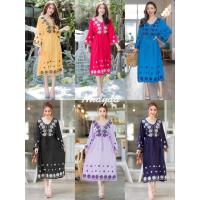 ราคา เดรสยาวผ้าสปันปักสวยใสสบายลายสวยๆขายปลีกและส่ง (17198905937)