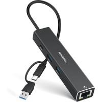 ราคา USB to Ethernet Adapter RSHTECH USB 3 2 Gen 2 Hub with RJ45 Gigabit Ethernet 10Gbps USB C and 2 USB A Data Ports Aluminum USB Type C to LAN Network Adapter Splitter for Laptop and PC RSH ST310 4 IN 1 