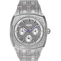 ราคา Bulova Crystal Multi Function Mens Watch Stainless Steel Silver Tone Model 96C002 (18996082885)