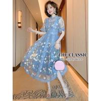 ราคา M 2XL The classic เดรสยาวงานปัก ใช้ผ้าเนื้อดีปักลวดลายดอกไม้ทั้งตัว ตัดต่อตกแต่งด้วยลูกไม้อีกลาย (18223995714)