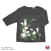 ราคา แตงโม SUIKA เสื้อแตงโม คอปาดแขนสามส่วน ผ้าคอตตอนเกาหลี พิมพ์ลายดอกไม้ PL C3 (20627984295)