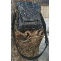 ราคา หนังสวย หนังแท้ กระเป๋าสะพายหนังจระเข้ม้วน สีดำSuper Black (21313678775)