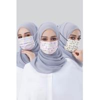 ราคา แมส ฮิญาบ mask Jovian แมสคล้องหัว mask hijab แมสฮิญาบ ลายดอกไม้ หนา 3 ชั้น (20016263419)